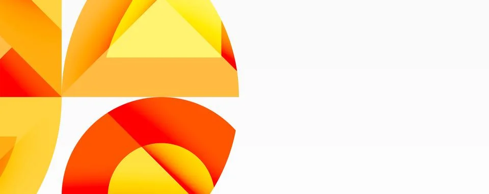 Abstract geometric composition with interlocking circular and angular shapes, Stock Illustration