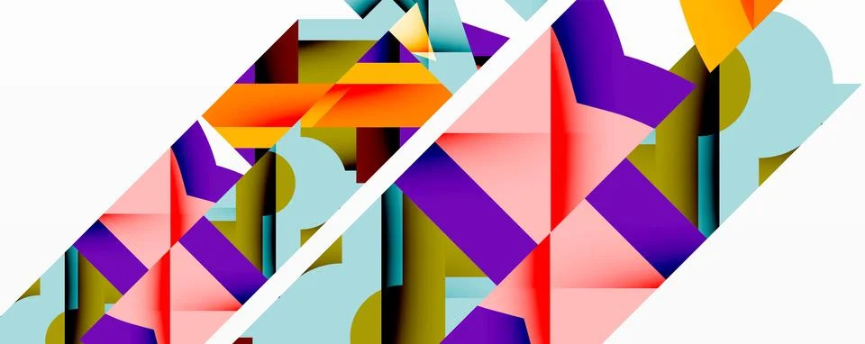 Abstract geometric composition with interlocking circular and angular shapes, Stockillustratie
