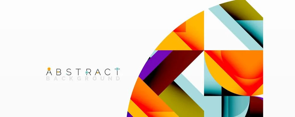 Abstract geometric composition with interlocking circular and angular shapes, Stock Illustration