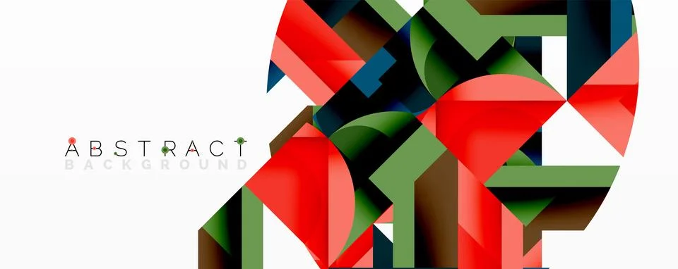 Abstract geometric composition with interlocking circular and angular shapes, Stockillustratie