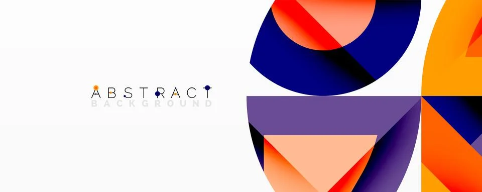 Abstract geometric composition with interlocking circular and angular shapes, Stock Illustration