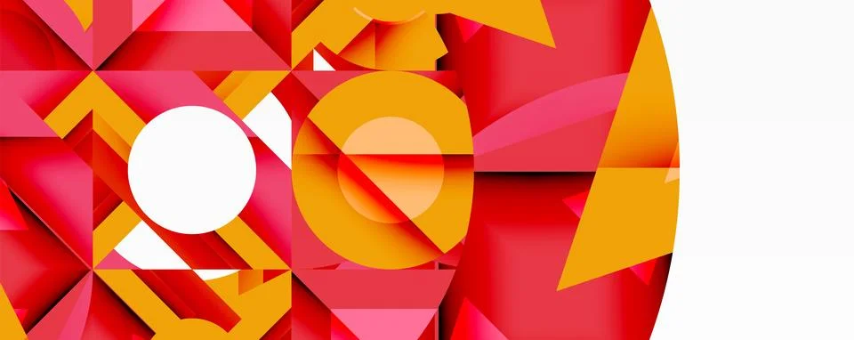 Abstract geometric composition with interlocking circular and angular shapes, イラスト素材
