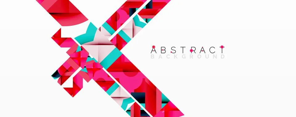 Abstract geometric composition with interlocking circular and angular shapes, Stock Illustration