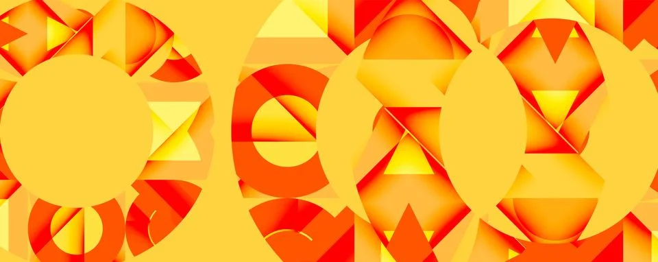 Abstract geometric composition with interlocking circular and angular shapes, Stock Illustration