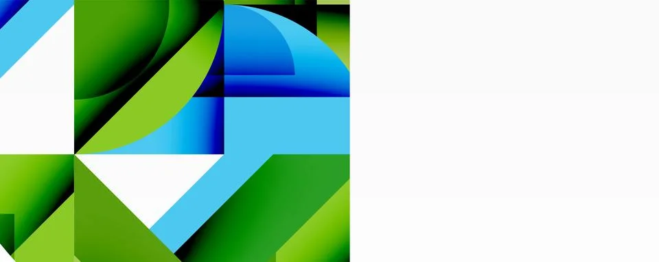 Abstract geometric composition with interlocking circular and angular shapes, Stock Illustration