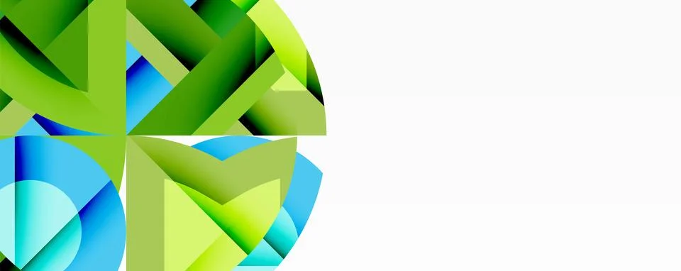 Abstract geometric composition with interlocking circular and angular shapes, イラスト素材