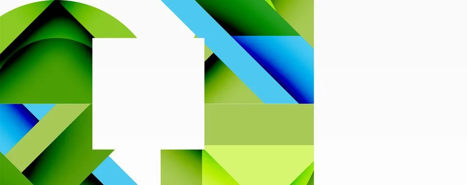 Abstract geometric composition with interlocking circular and angular shapes, Stock Illustration