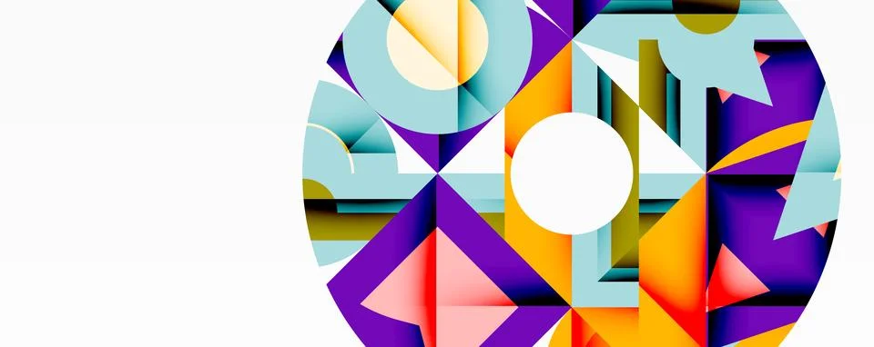 Abstract geometric composition with interlocking circular and angular shapes, Stockillustratie
