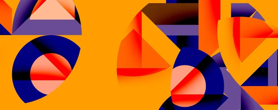 Abstract geometric composition with interlocking circular and angular shapes, Stock Illustration