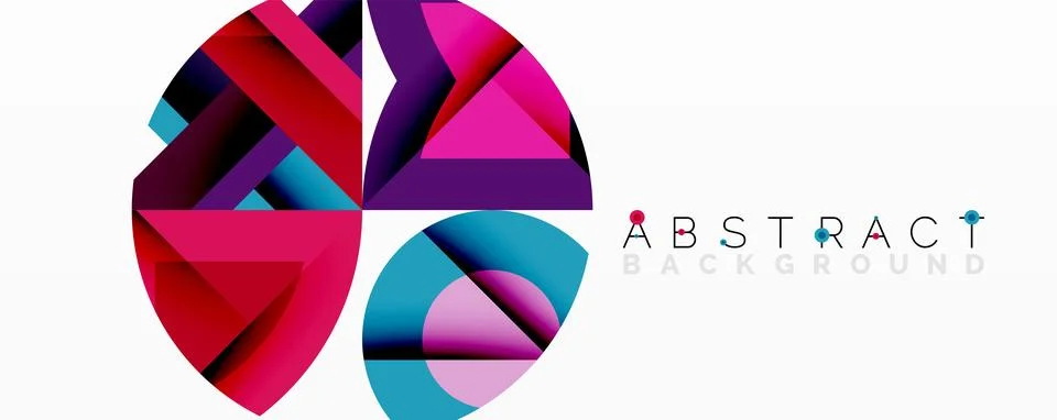 Abstract geometric composition with interlocking circular and angular shapes, Stock Illustration