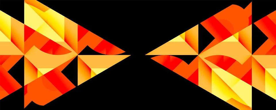 Abstract geometric composition with interlocking circular and angular shapes, Illustrazione stock