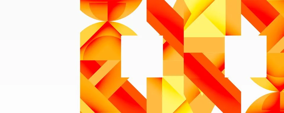 Abstract geometric composition with interlocking circular and angular shapes, Stock Illustration