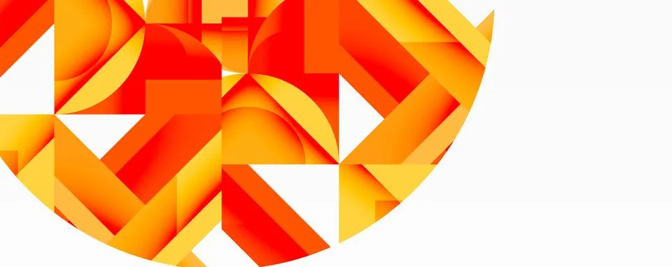 Abstract geometric composition with interlocking circular and angular shapes, Stock Illustration