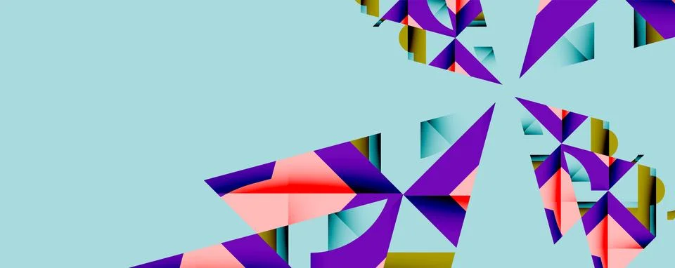 Abstract geometric composition with interlocking circular and angular shapes, Stock Illustration