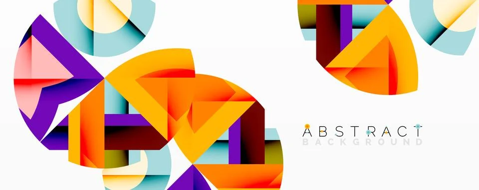 Abstract geometric composition with interlocking circular and angular shapes, Stock Illustration