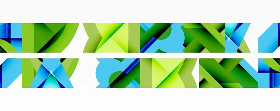 Abstract geometric composition with interlocking circular and angular shapes, Stock Illustration