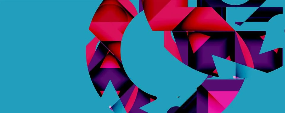 Abstract geometric composition with interlocking circular and angular shapes, イラスト素材