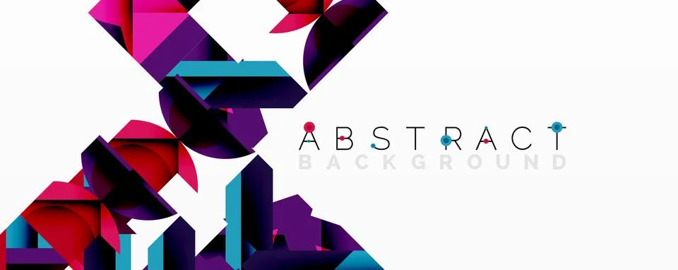 Abstract geometric composition with interlocking circular and angular shapes, Stockillustratie