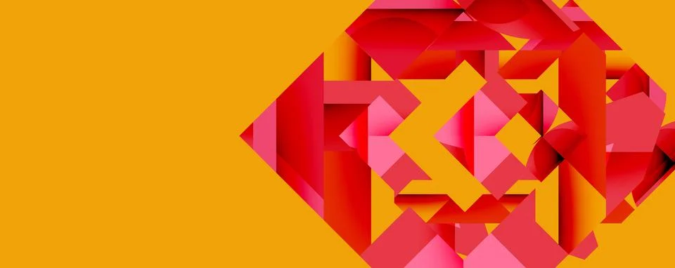 Abstract geometric composition with interlocking circular and angular shapes, Stock Illustration