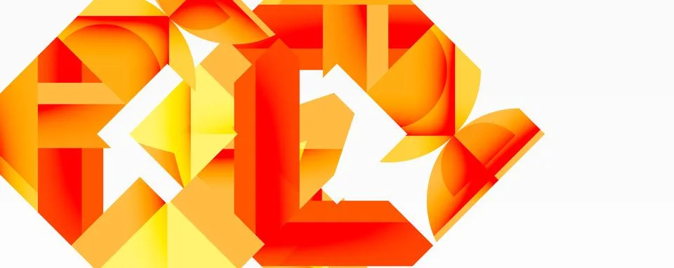 Abstract geometric composition with interlocking circular and angular shapes, Stock Illustration