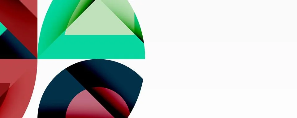 Abstract geometric composition with interlocking circular and angular shapes, Stock Illustration