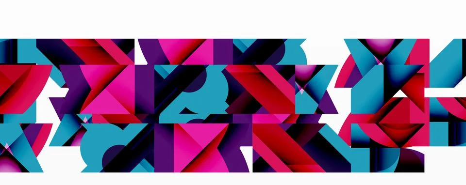 Abstract geometric composition with interlocking circular and angular shapes, Stock Illustration