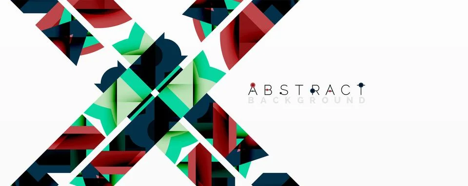 Abstract geometric composition with interlocking circular and angular shapes, Stock Illustration