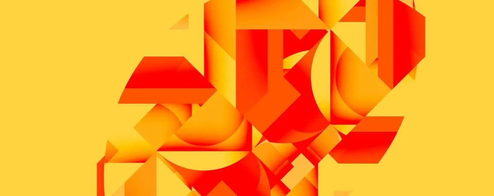 Abstract geometric composition with interlocking circular and angular shapes, Stock Illustration