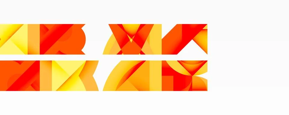 Abstract geometric composition with interlocking circular and angular shapes, Stock Illustration