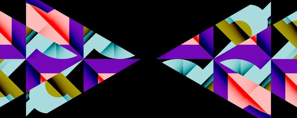 Abstract geometric composition with interlocking circular and angular shapes, Stockillustratie