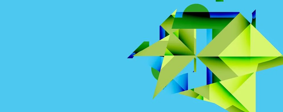 Abstract geometric composition with interlocking circular and angular shapes, Stock Illustration