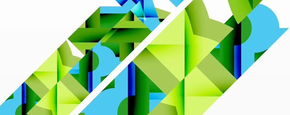 Abstract geometric composition with interlocking circular and angular shapes, Stock Illustration