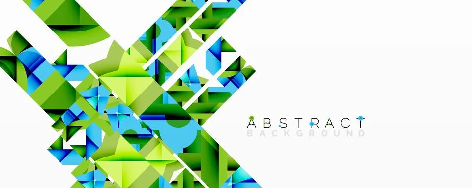 Abstract geometric composition with interlocking circular and angular shapes, Stock Illustration
