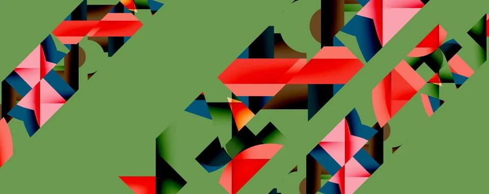 Abstract geometric composition with interlocking circular and angular shapes, Stockillustratie