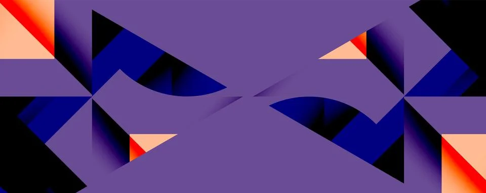 Abstract geometric composition with interlocking circular and angular shapes, Stock Illustration