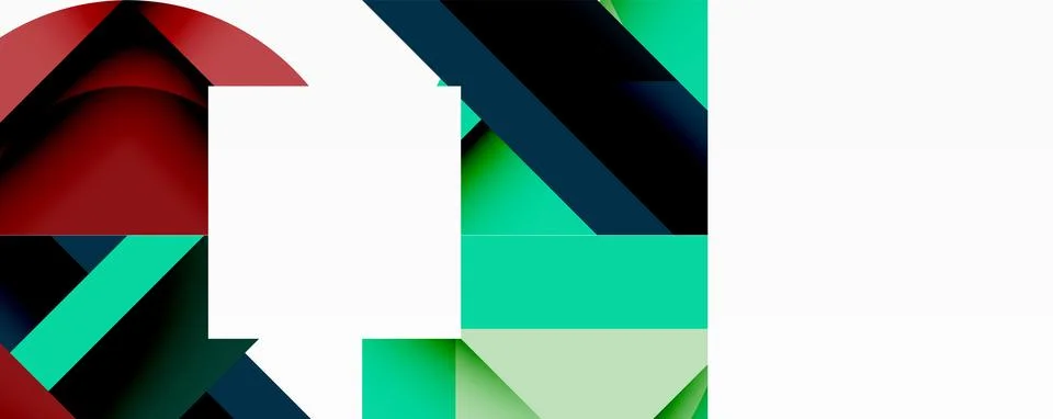 Abstract geometric composition with interlocking circular and angular shapes, Stock Illustration