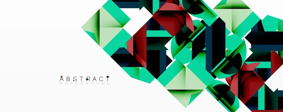 Abstract geometric composition with interlocking circular and angular shapes, イラスト素材