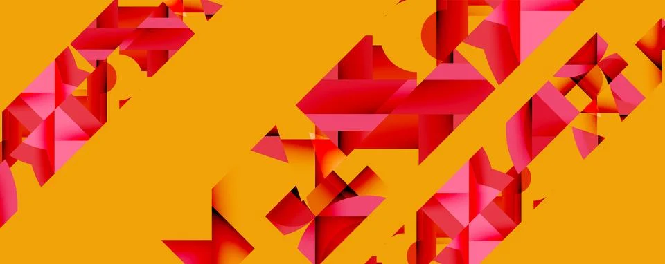 Abstract geometric composition with interlocking circular and angular shapes, Stock Illustration