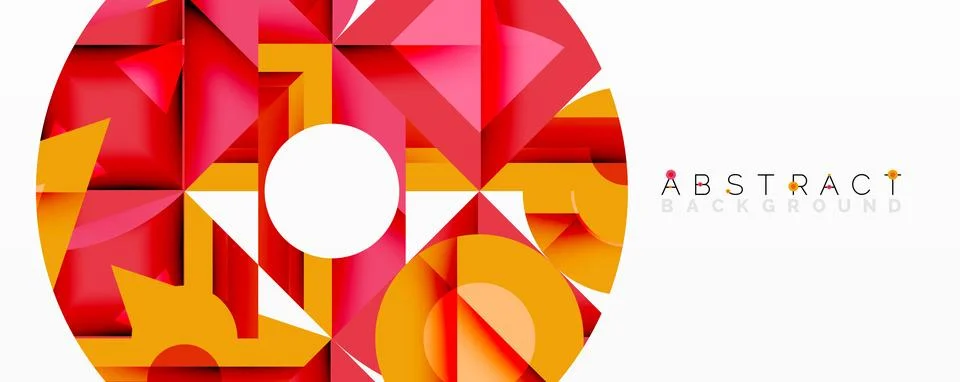 Abstract geometric composition with interlocking circular and angular shapes, Stock Illustration