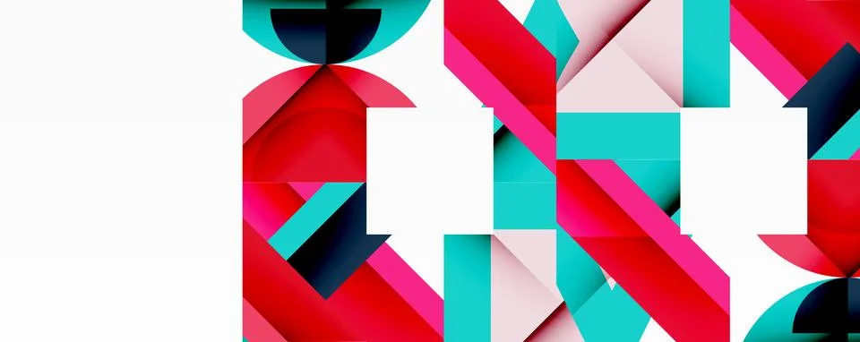 Abstract geometric composition with interlocking circular and angular shapes, イラスト素材