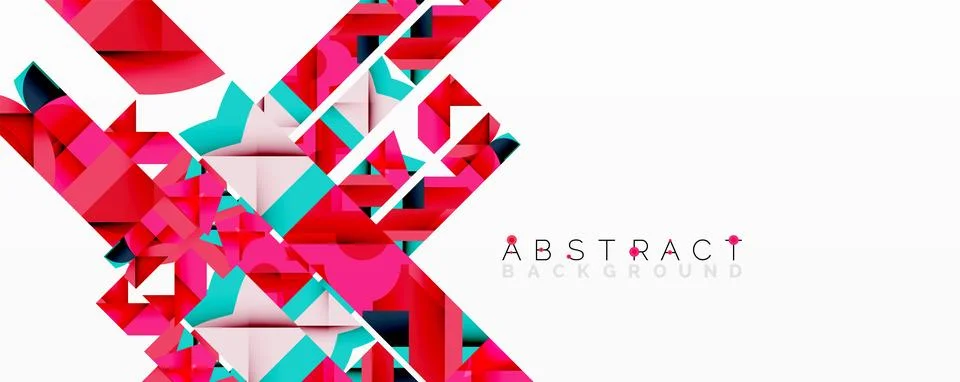 Abstract geometric composition with interlocking circular and angular shapes, イラスト素材