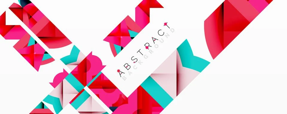 Abstract geometric composition with interlocking circular and angular shapes, Stock Illustration