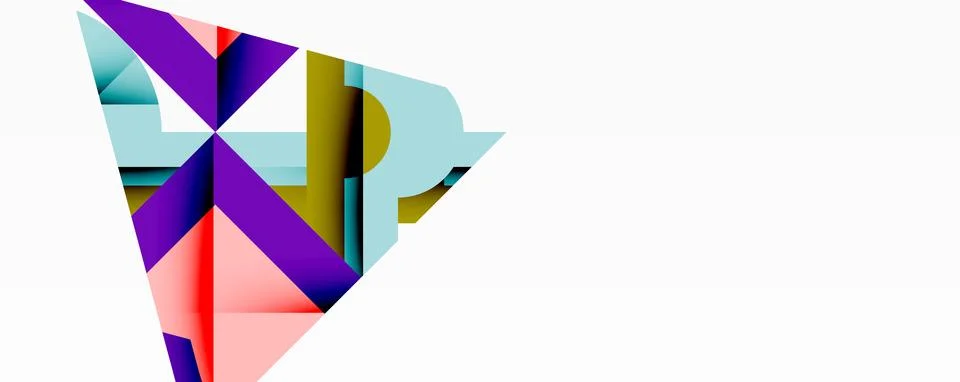 Abstract geometric composition with interlocking circular and angular shapes, Stock Illustration