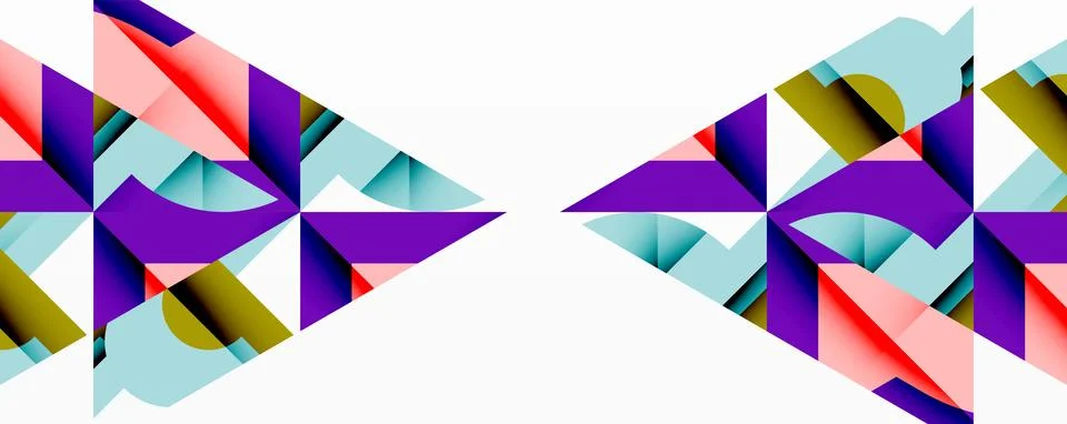 Abstract geometric composition with interlocking circular and angular shapes, Stock Illustration