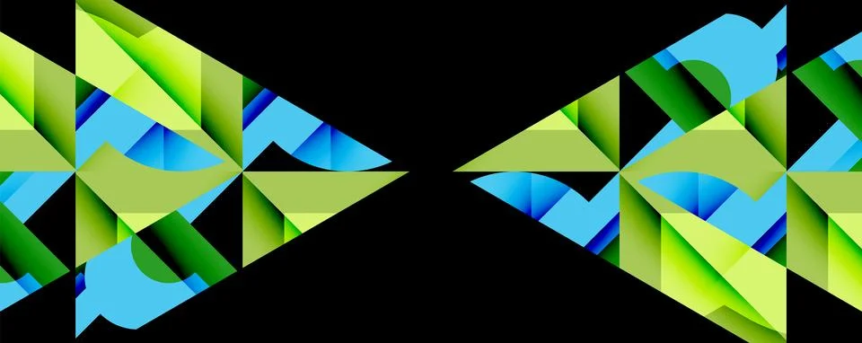 Abstract geometric composition with interlocking circular and angular shapes, Stockillustratie