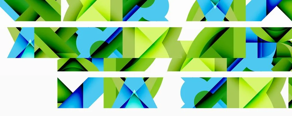 Abstract geometric composition with interlocking circular and angular shapes, Stockillustratie