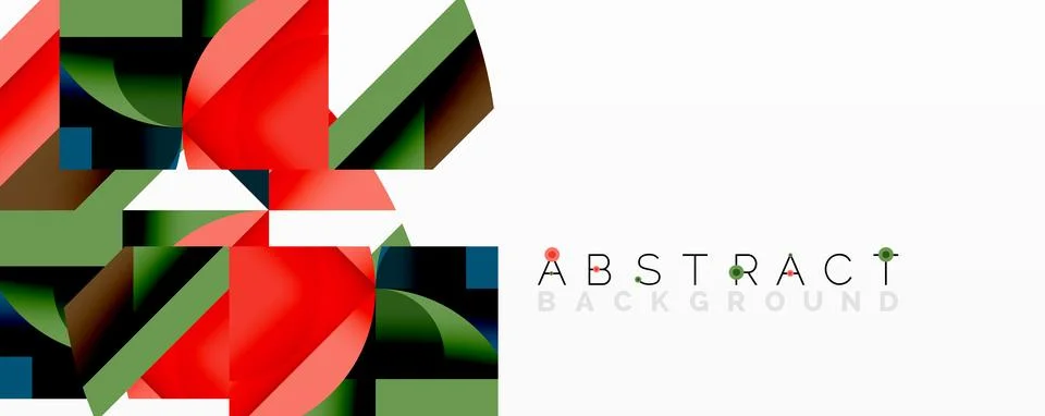 Abstract geometric composition with interlocking circular and angular shapes, Illustrazione stock