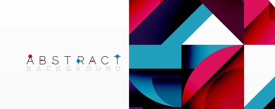 Abstract geometric composition with interlocking circular and angular shapes, Stock Illustration