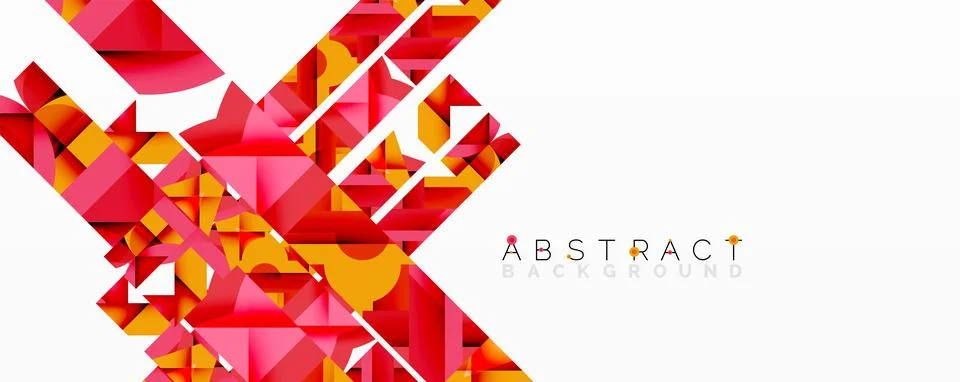 Abstract geometric composition with interlocking circular and angular shapes, Stock Illustration