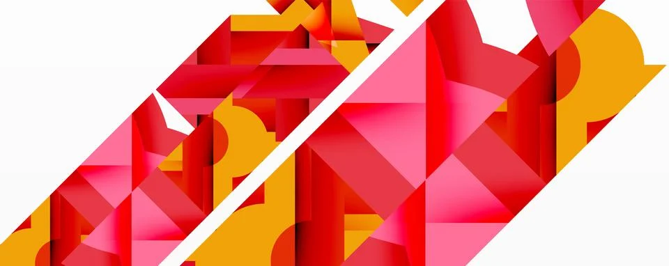 Abstract geometric composition with interlocking circular and angular shapes, イラスト素材